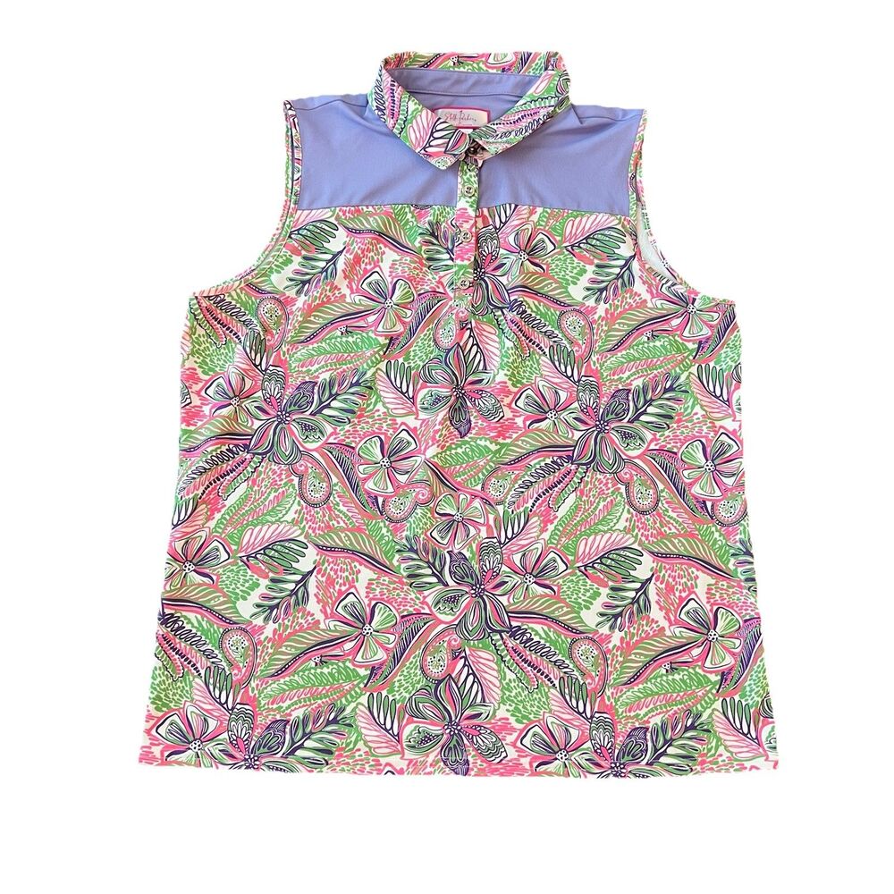 Stella Parker Golf Tank Top Large Popover Pink Purple Green